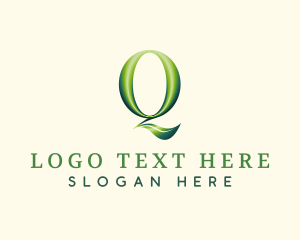 Green House - 3D Glossy Letter Q logo design