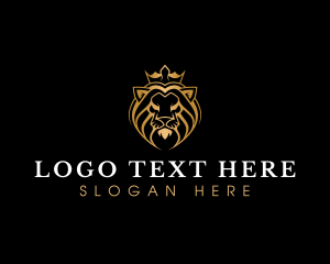 Hunting - King Crown Lion logo design