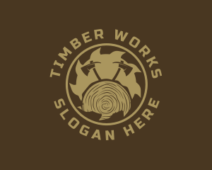 Axe Lumberjack Sawmill logo design