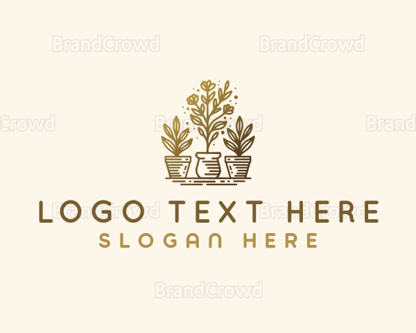 Floral Pot Planting Logo