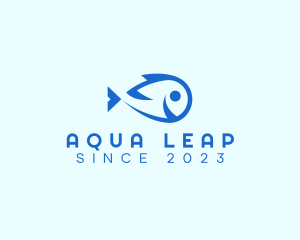 Happy Blue Fish  logo design