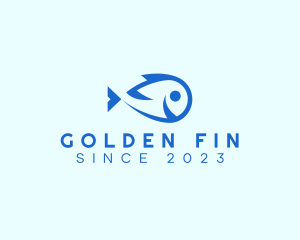 Goldfish - Happy Blue Fish logo design