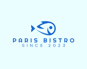 Happy Blue Fish  logo design