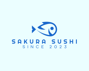 Happy Blue Fish  logo design