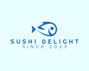 Happy Blue Fish  logo design