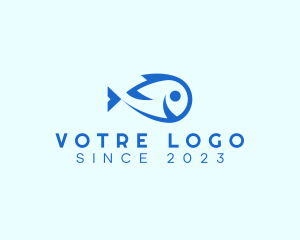 Aquarium - Happy Blue Fish logo design