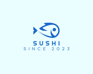 Happy Blue Fish  logo design