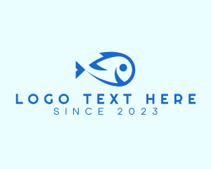 Pescatarian - Happy Blue Fish logo design
