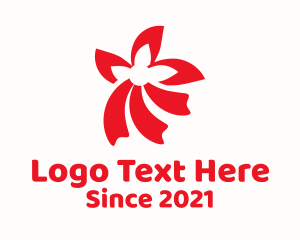 Boutique - Red Flower Ribbon logo design