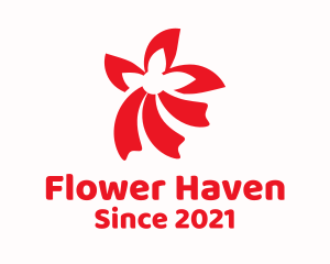 Red Flower Ribbon logo design