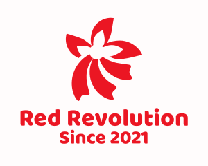 Red Flower Ribbon logo design