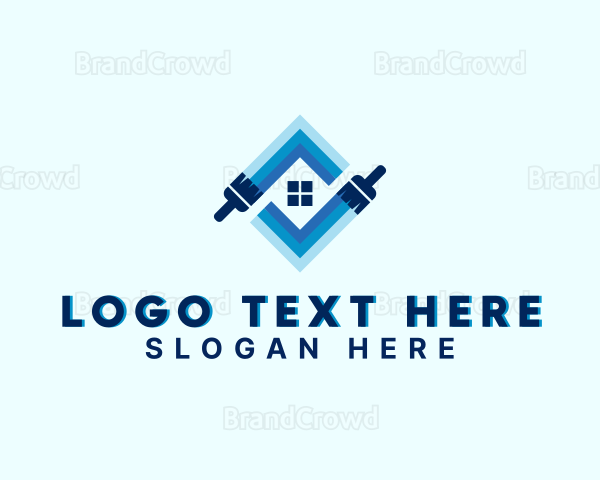 Home Renovation Paint Brush Logo