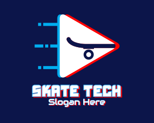 Glitchy Fast Skateboard logo design