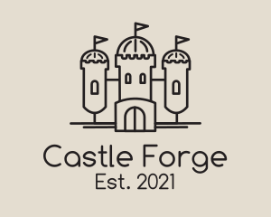Monoline Medieval Castle logo design