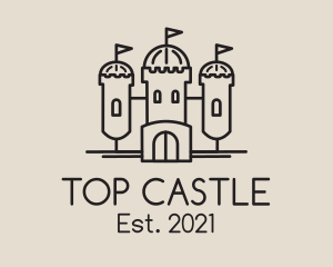 Monoline Medieval Castle logo design