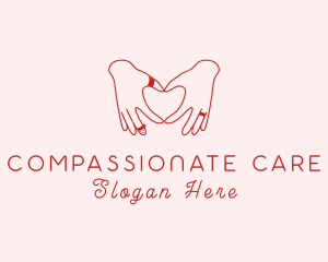 Caring - Romantic Heart Hand logo design