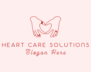 Romantic Heart Hand logo design