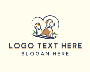 Pup - Dog Cat Heart logo design