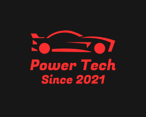 Car Emblem - Red Race Car logo design
