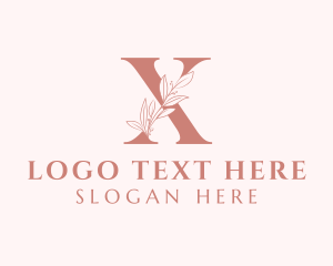 Bridal - Elegant Leaves Letter X logo design