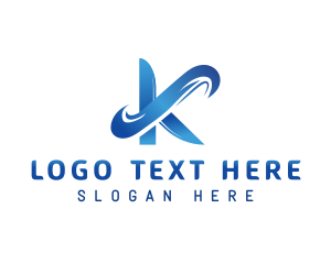 Liquid - Wave Swoosh Letter K logo design