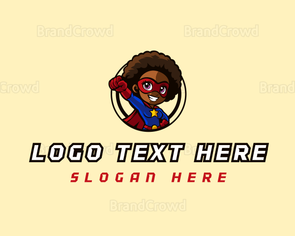 Afro Superhero Lady Logo