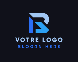 Modern Tech Geometric Firm Letter R Logo
