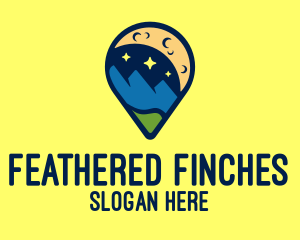 Location Pin Night Nature Landscape logo design