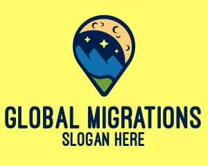 Location Pin Night Nature Landscape logo design