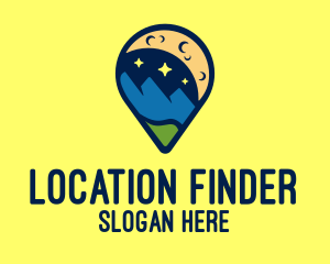 Location Pin Night Nature Landscape logo design