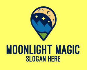 Location Pin Night Nature Landscape logo design