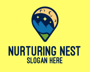 Location Pin Night Nature Landscape logo design