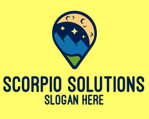 Location Pin Night Nature Landscape logo design