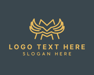 Symmetric - Simple Outline Letter M Wing logo design