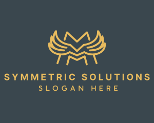 Symmetric - Simple Outline Letter M Wing logo design