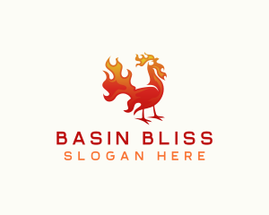 Flaming Chicken Barbecue logo design