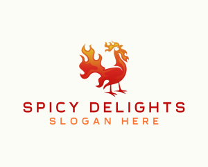 Spicy - Flaming Chicken Barbecue logo design