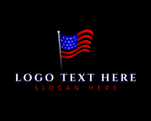 Pole - USA Flag Wave logo design