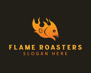 Roasting - Fish Flame Barbecue logo design