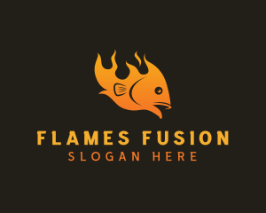 Fish Flame Barbecue logo design