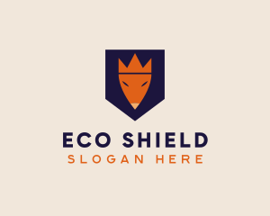 Crown Fox Shield logo design