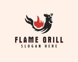 Grilling - Chicken Flame Grill logo design