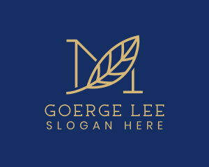 Vegan - Gold Leaf Letter M logo design