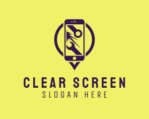Screen - Phone Repair Location Pin logo design