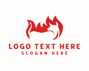 Meat - Cow Flame BBQ logo design