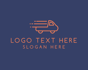 Online Shopping - Orange Pickup Truck Monoline logo design