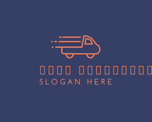 Online Shopping - Orange Pickup Truck Monoline logo design