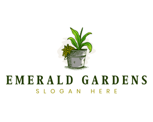 Bucket Plant Gardening logo design