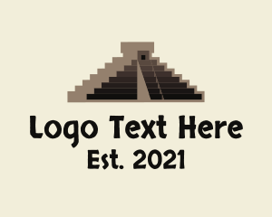 History - Mexico Mayan Pyramid logo design