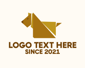 Pet Animal - Origami Paper Dog logo design